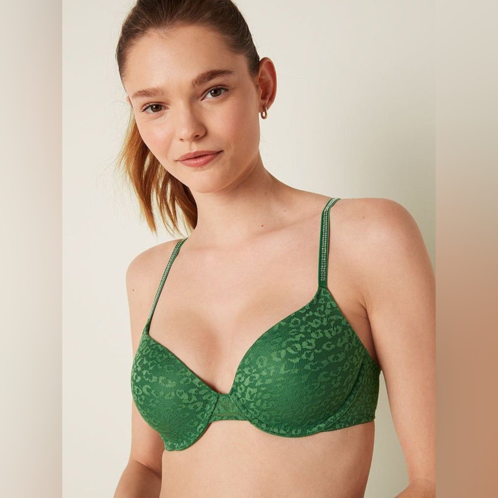 Victoria Secret Wear Everywhere T-Shirt Lightly Lined Bra Forest Pine Size 36DDD